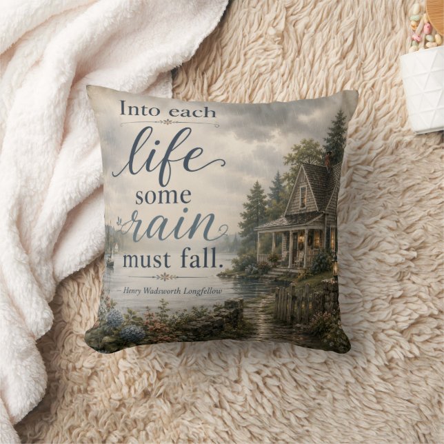 Into Each Life Some Rain Rustic Cottage Cushion (Blanket)