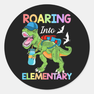 Into Elementary Dinosaur Boys Girls Back To School Classic Round Sticker