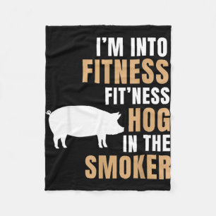 Into fitness hog bbq smoker roaster funny pig fleece blanket