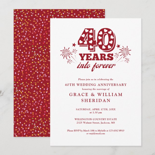 Into Forever 40th Wedding Anniversary Invitation (Front/Back)