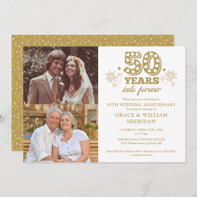 Into Forever 50th Wedding Anniversary 2 Photo Invitation (Front/Back)