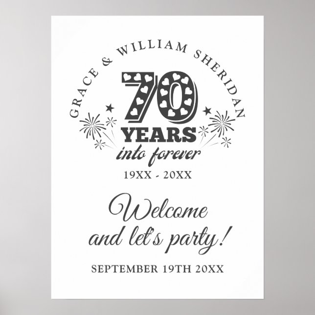 Into Forever 70th Anniversary Welcome Sign (Front)