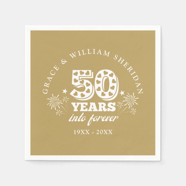 Into Forever Gold 50th Wedding Anniversary Napkin (Front)