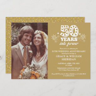 Into Forever Gold 50th Wedding Anniversary Photo Invitation