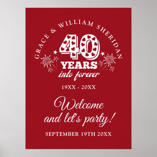 Into Forever Ruby 40th Anniversary Welcome Sign (Front)