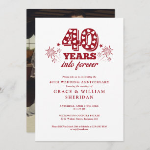 Into Forever Ruby 40th Wedding Anniversary Photo Invitation