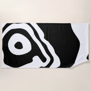 Into the Deep: Abstract Black & White Beach Towel