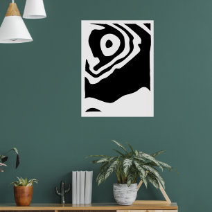 Into the Deep: Abstract Black & White Poster