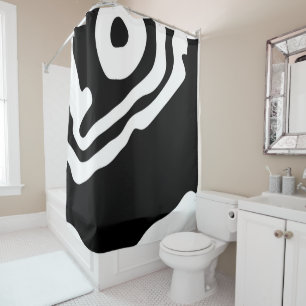 Into the Deep: Abstract Black & White Shower Curtain
