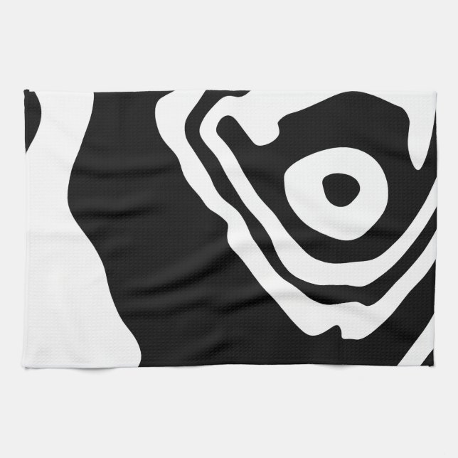 Into the Deep: Abstract Black & White Tea Towel (Horizontal)