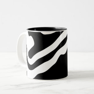 Into the Deep: Abstract Black & White Two-Tone Coffee Mug