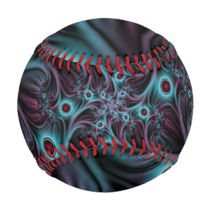 Into the Depth Blue Pink Abstract Fractal Art Baseball