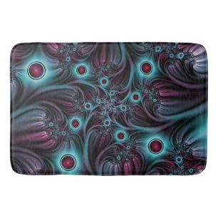 Into the Depth Blue Pink Abstract Fractal Art Bath Mat