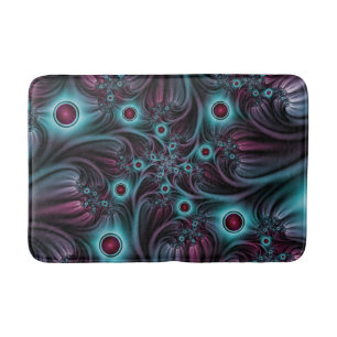 Into the Depth Blue Pink Abstract Fractal Art Bath Mat
