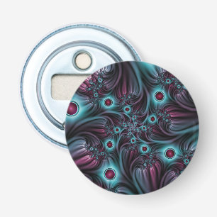 Into the Depth Blue Pink Abstract Fractal Art Bottle Opener