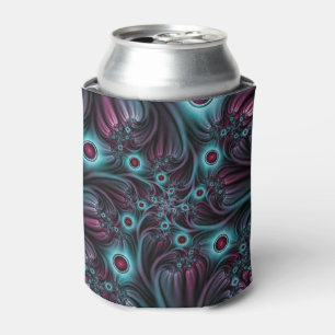 Into the Depth Blue Pink Abstract Fractal Art Can Cooler