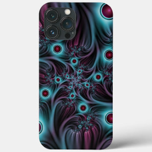 Into the Depth Blue Pink Abstract Fractal Art iPhone 13 Pro Max Case