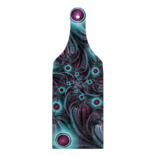 Into the Depth Blue Pink Abstract Fractal Art Cutting Board