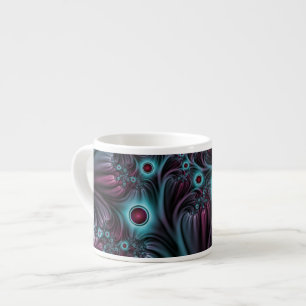 Into the Depth Blue Pink Abstract Fractal Art Espresso Cup