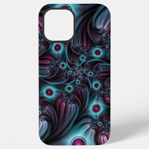 Into the Depth Blue Pink Abstract Fractal Art iPhone 12 Pro Max Case