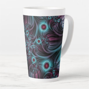Into the Depth Blue Pink Abstract Fractal Art Latte Mug