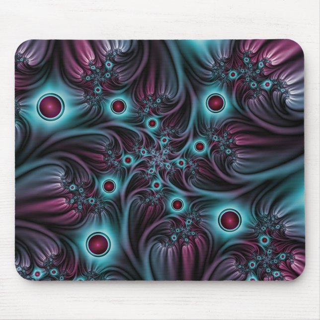 Into the Depth Blue Pink Abstract Fractal Art Mouse Pad (Front)