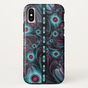 Into the Depth Blue Pink Abstract Fractal Art Name iPhone XS Case