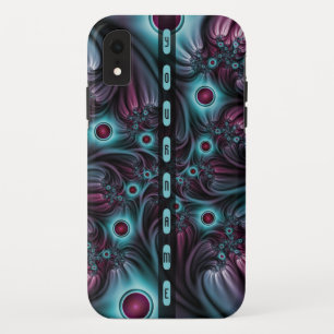 Into the Depth Blue Pink Abstract Fractal Art Name iPhone XR Case