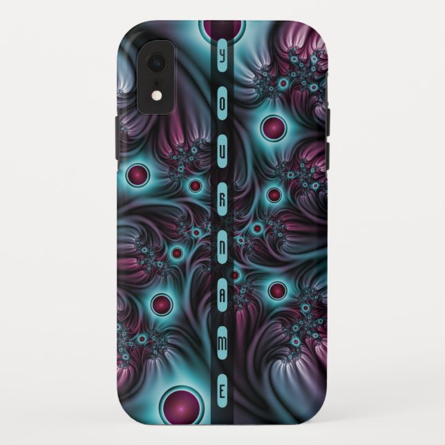 Into the Depth Blue Pink Abstract Fractal Art Name Case-Mate iPhone Case (Back)