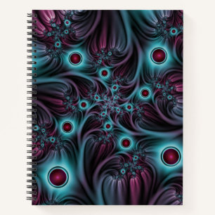 Into the Depth Blue Pink Abstract Fractal Art Notebook