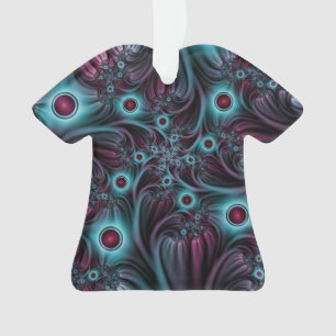 Into the Depth Blue Pink Abstract Fractal Art Ornament