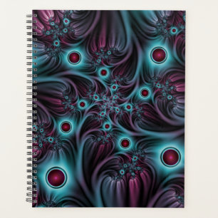 Into the Depth Blue Pink Abstract Fractal Art Planner