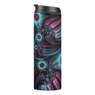 Into the Depth Blue Pink Abstract Fractal Art Thermal Tumbler