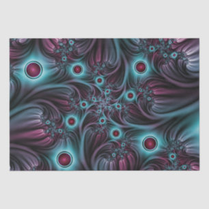 Into the Depth Blue Pink Abstract Fractal Art Tissue Paper