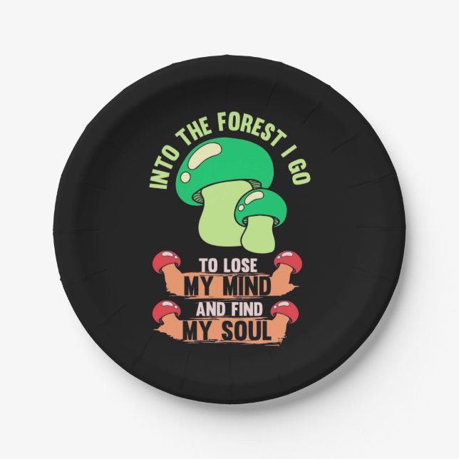 Into The Forest Mushroom Hunter Go Paper Plate (Front)