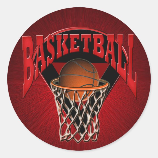 Into The Hoop Basketball and Backboard Classic Round Sticker (Front)