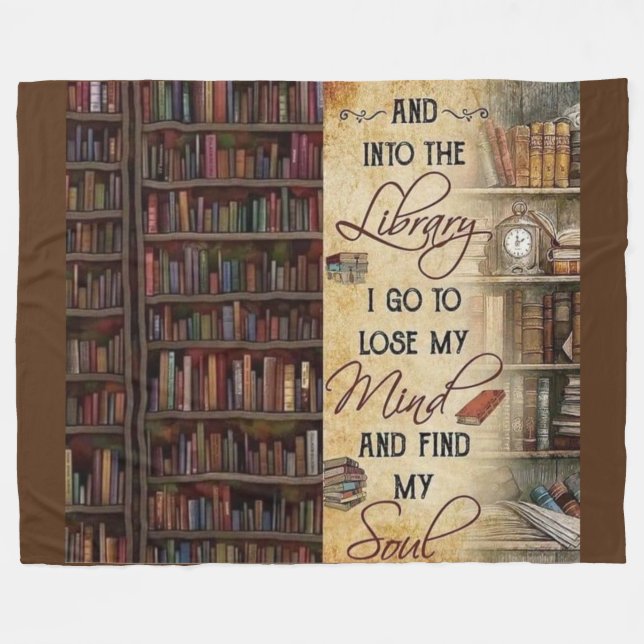 Into the Library I Go Fleece Blanket (Front (Horizontal))