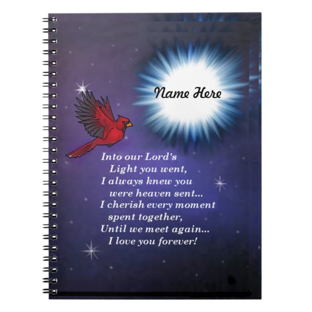 Into the light cardinal notebook (Front)