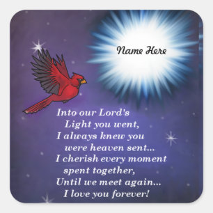 Into the light cardinal square sticker