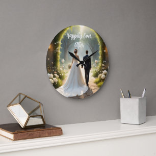 Into the Mystic: Newlyweds' Journey Large Clock