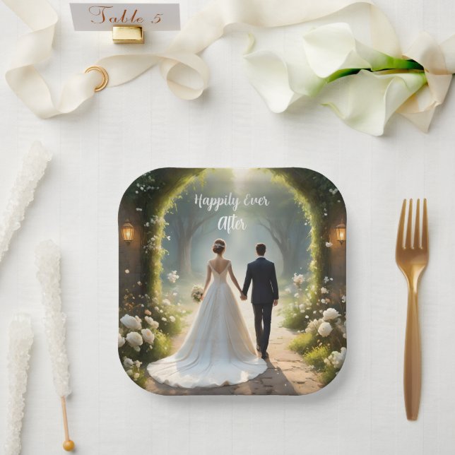 Into the Mystic: Newlyweds' Journey  Paper Plate (Wedding)