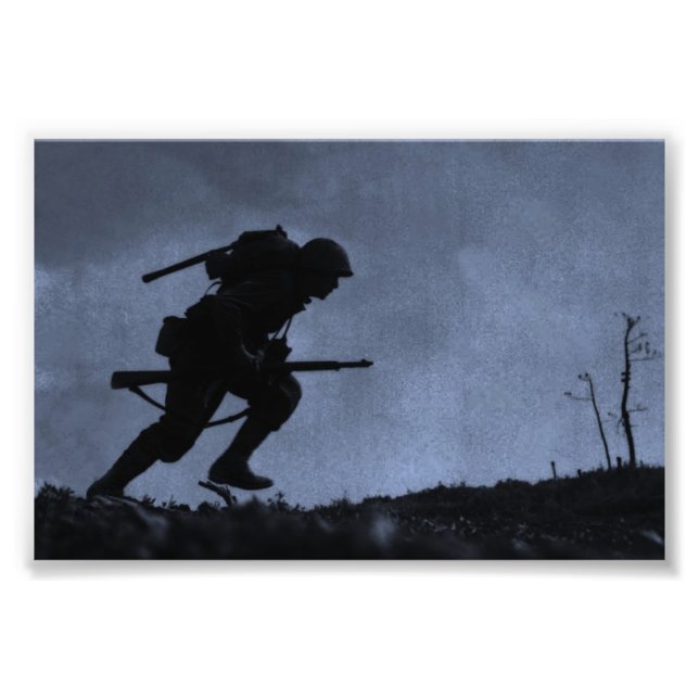 Into the Night a Soldier on the Battlefield Photo Print (Front)
