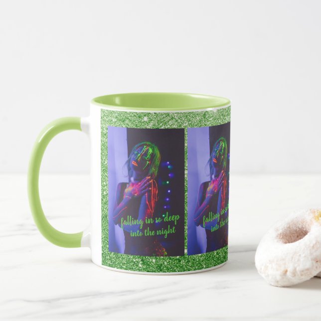 Into the Night (Green Background)  Coffee Mug (With Donut)