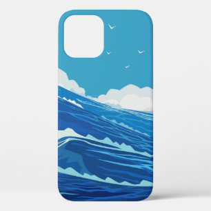 Into the ocean. Beautiful large sea waves and blue iPhone 12 Case