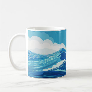 Into the ocean. Beautiful large sea waves and blue Coffee Mug