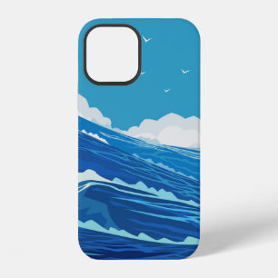 Into the ocean. Beautiful large sea waves and blue iPhone 12 Case