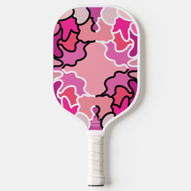 Into The Pink Mid Century Geometric Pattern Art Pickleball Paddle (Front)