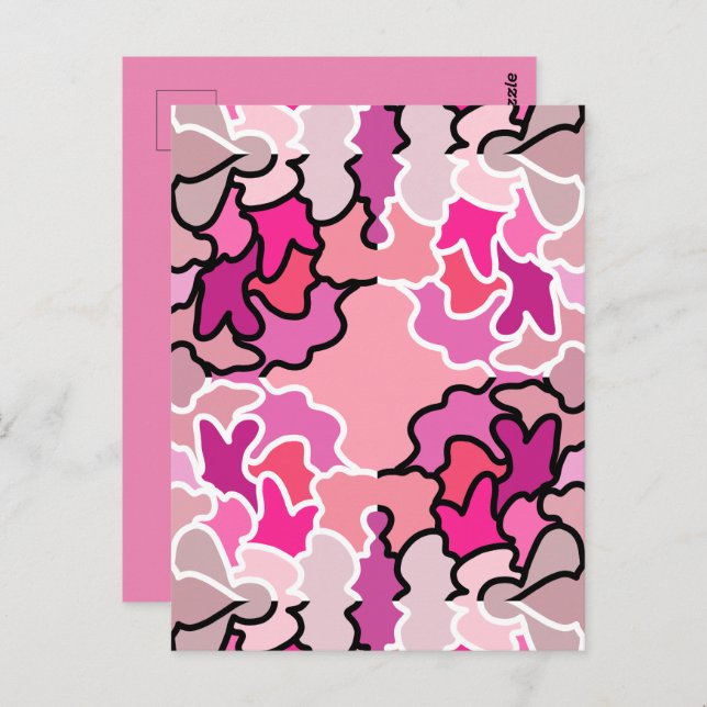 Into The Pink Mid Century Geometric Pattern Art Postcard (Front/Back)