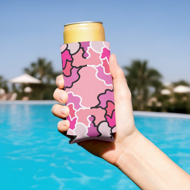 Into The Pink Mid Century Geometric Pattern Art Seltzer Can Cooler (In Situ Pool)
