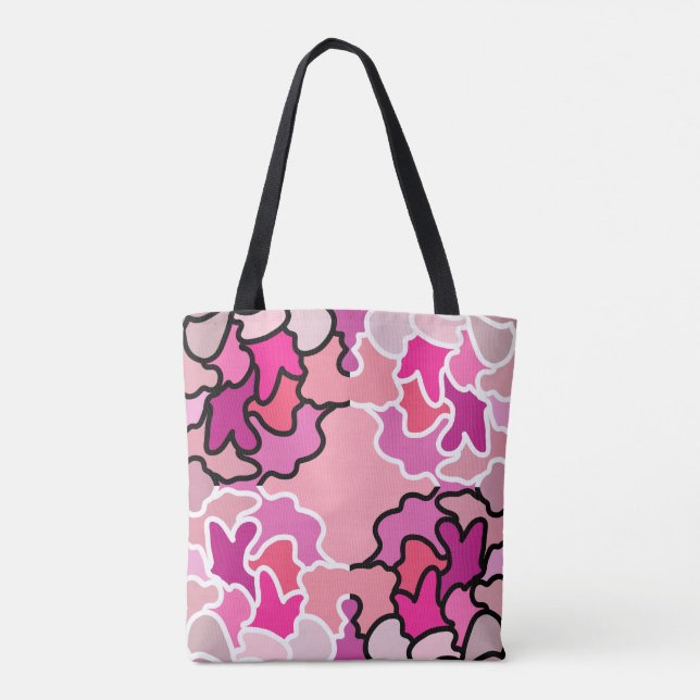 Into The Pink Mid Century Geometric Pattern Art Tote Bag (Back)